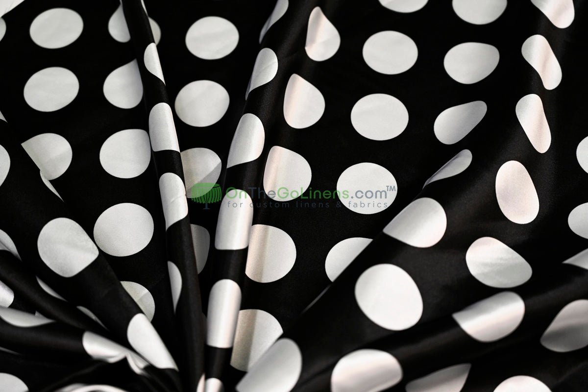 Polka Dot Charmeuse Satin Print Fabric by the Yard | 60" Wide | Large Dots |