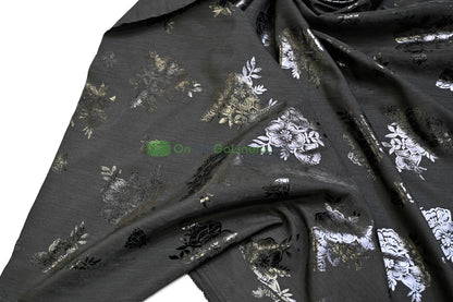 Floral Holographic Foil on Peach Skin Fabric | 58” Wide | Soft & Sparkling for Fashion & Costumes