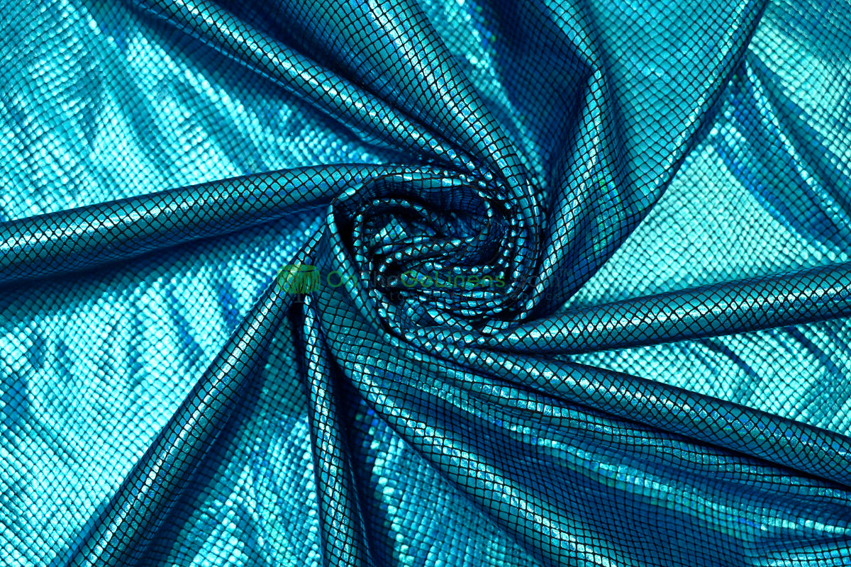 Metallic Snake Hologram Spandex Fabrics | Dancewear Spandex Fabric | 60" Wide |