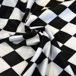 Harlequin Lamour Satin Fabric by the Yard & Bolt | White Black Harlequin Satin Fabric | 60" Wide |