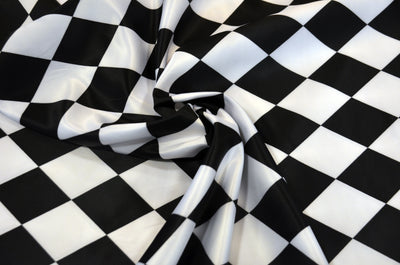 Harlequin Lamour Satin Table Linen | White Black Harlequin Satin Tablecloth |