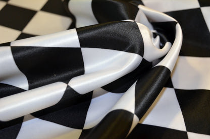 Harlequin Lamour Satin Table Linen | White Black Harlequin Satin Tablecloth |