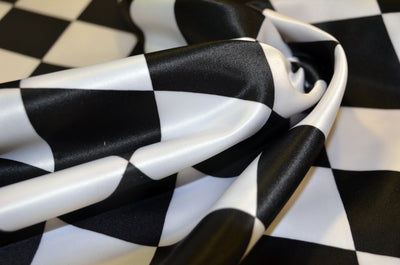 Harlequin Lamour Satin Fabric by the Yard & Bolt | White Black Harlequin Satin Fabric | 60" Wide |