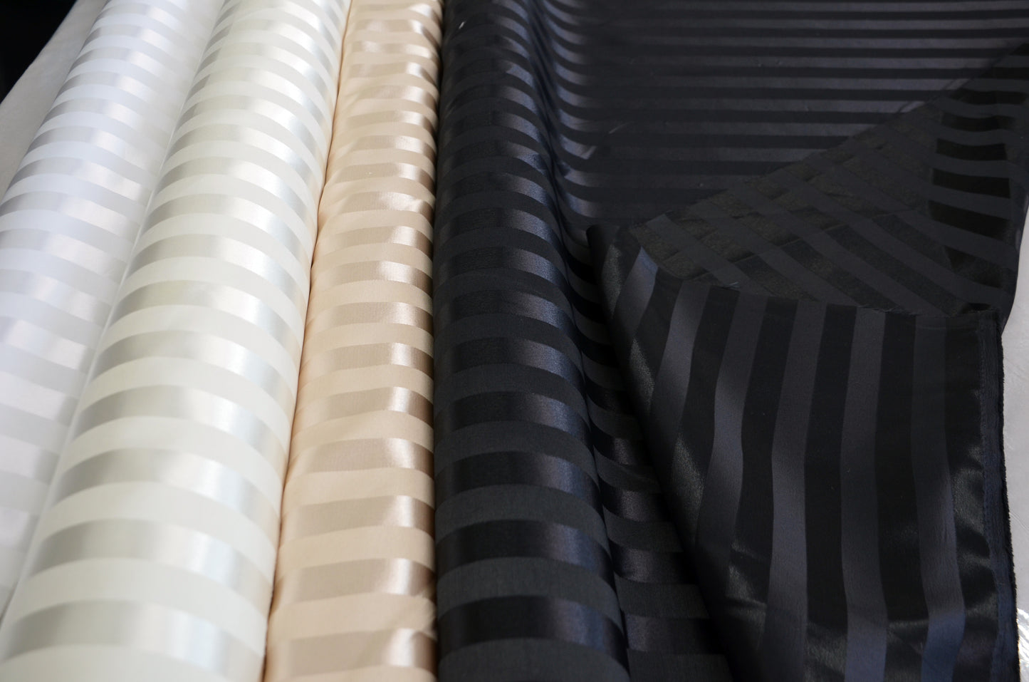 Bridal Satin 1" Tuxedo Stripe Fabric Sold by the Yard and Bolt | 60" Wide | Multiple Colors |