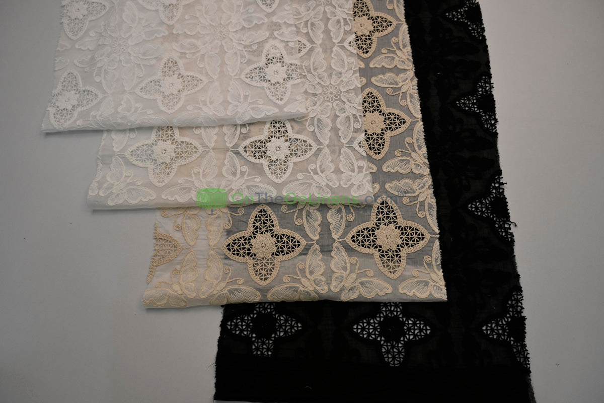 Butterfly Embroidery Cotton Fabric
