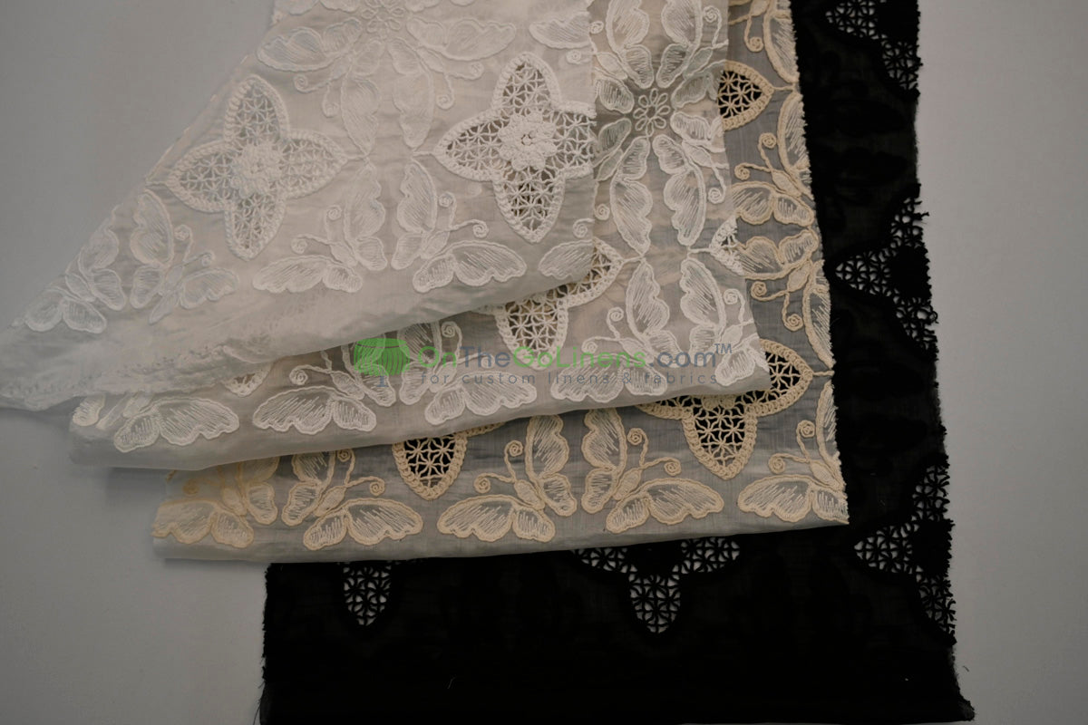 Butterfly Embroidery Cotton Fabric