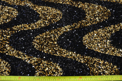 Wave Sequins Stretch Velvet Fabric by the Yard | Wave Sequins Velvet Fabric | 60" wide | Multiple Colors |