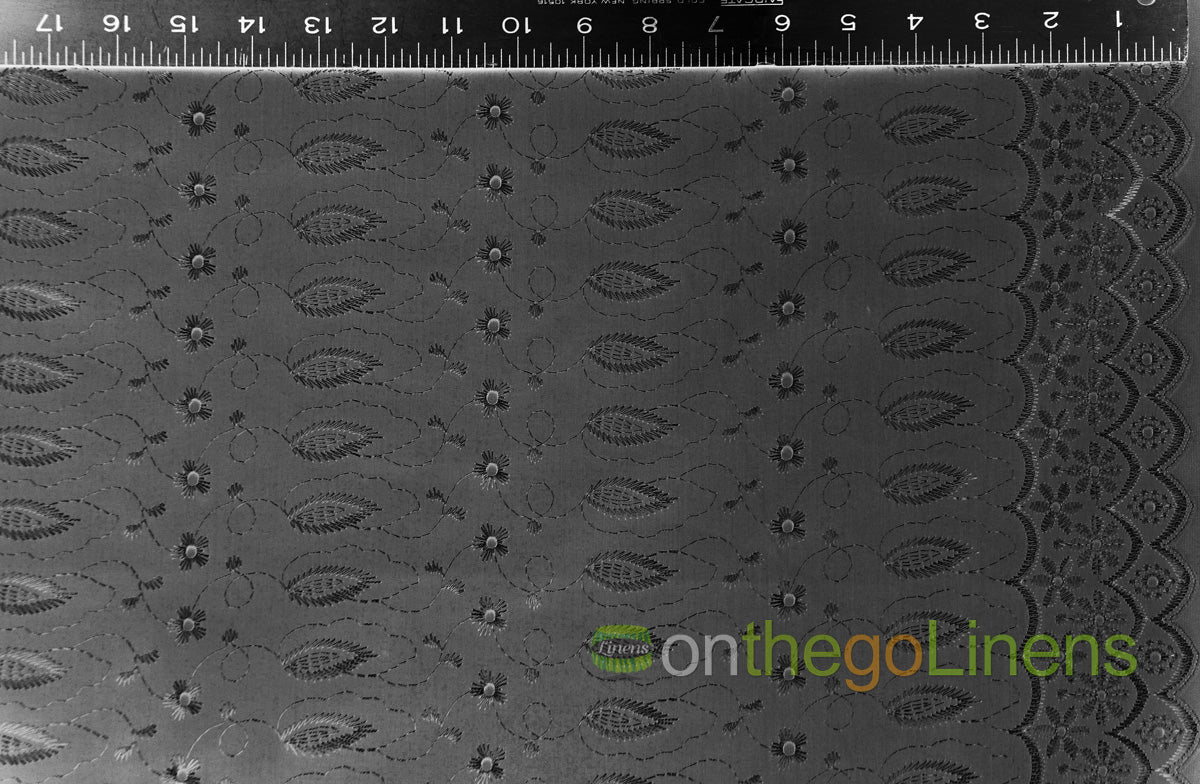 Polyester Cotton Eyelet Embroidery with Double Sided Borders Fabric by the Yard