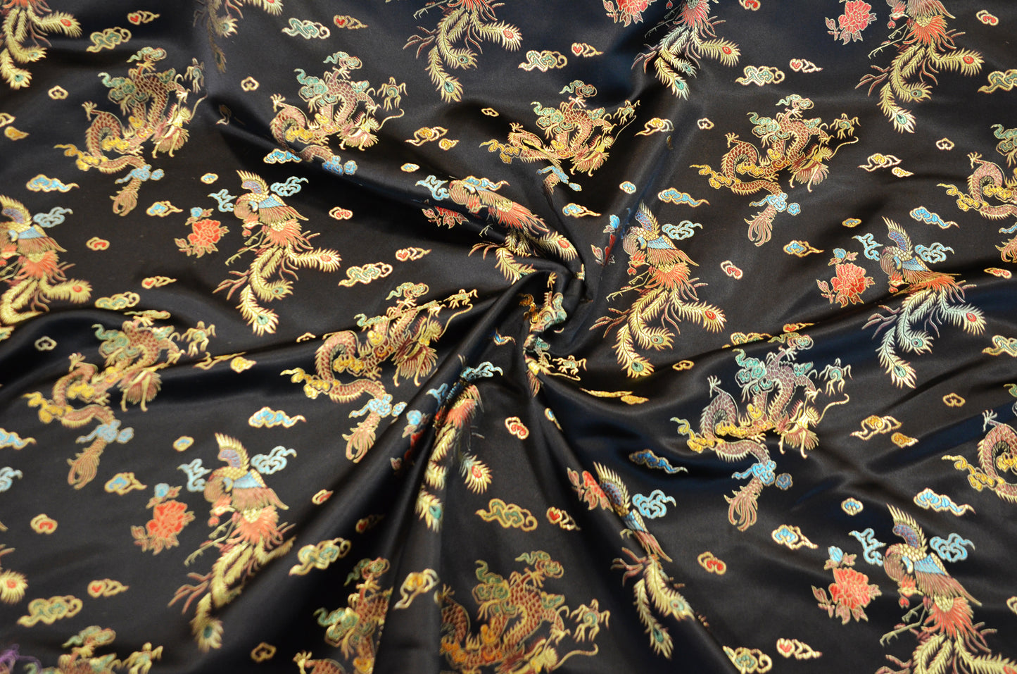 45" Chinese Brocade Dragon Fabric by the Yard | Chinese Dragon Fabric | Multiple Colors