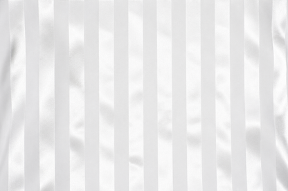 White fabric with vertical satin-like stripes and soft folds.
