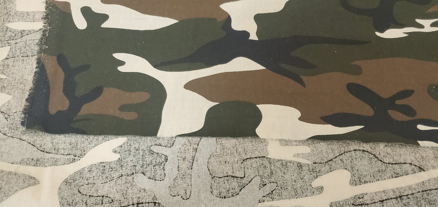 Army Camouflage Cotton Fabric by the Yard 60" Wide 100% Cotton in Hunter Green, Fuchsia and Grey
