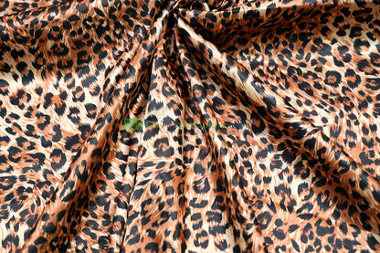 Cheetah Charmeuse Satin Print Fabrics | Silky Satin Cheetah Print Fabric by the Yard |