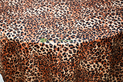 Cheetah Charmeuse Satin Tablecloth, Table Overlay, Table Drapes and Banquets