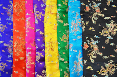45" Chinese Brocade Dragon Fabric by the Yard | Chinese Dragon Fabric | Multiple Colors
