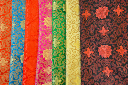 48" Wide Chinese Medallion Brocade Fabric by the Yard | Chinese Medallion Fabric | Multiple Colors |