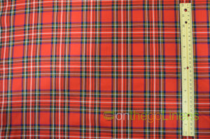 Christmas Red Plaid Fabric by the Yard | Christmas Kilt Fabric | 60" Wide | Rayon Polyester Blend |
