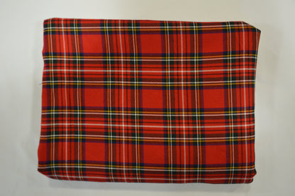 Christmas Red Plaid Fabric by the Yard | Christmas Kilt Fabric | 60" Wide | Rayon Polyester Blend |