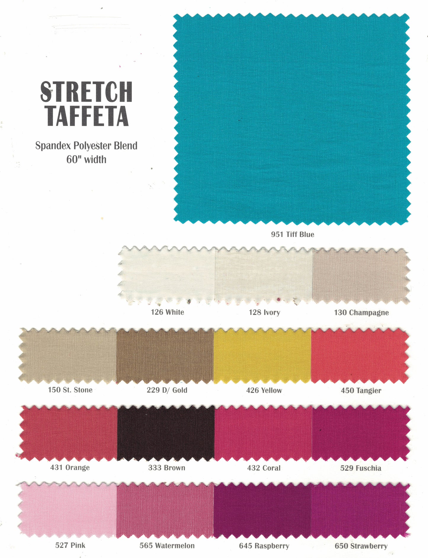 Stretch Taffeta Fabric by the Yard | Spandex Taffeta Fabric | 60" wide | Multiple Colors |