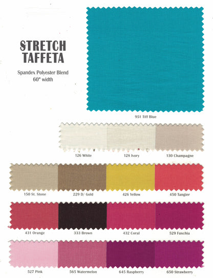 Stretch Taffeta Fabric by the Yard | Spandex Taffeta Fabric | 60" wide | Multiple Colors |