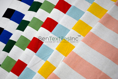 100% Cotton Canvas 2" Stripe Fabric | Sold by the Yard | Four Colors Available | 60" Wide |