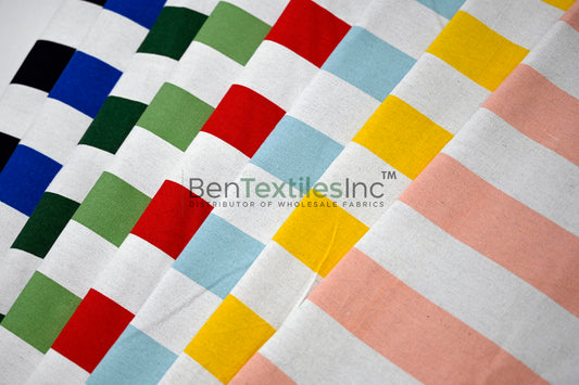 2" Striped Cotton Canvas Fabric by the Yard 60 Inch Wide Cotton Polyester Blend