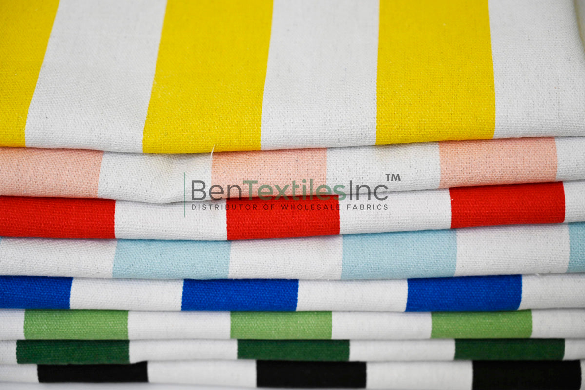 100% Cotton Canvas 2" Stripe Fabric | Sold by the Yard | Four Colors Available | 60" Wide |