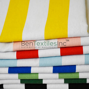 100% Cotton Canvas 2" Stripe Fabric | Sold by the Yard | Four Colors Available | 60" Wide |
