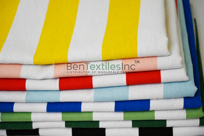 100% Cotton Canvas 2" Stripe Fabric | Sold by the Yard | Four Colors Available | 60" Wide |