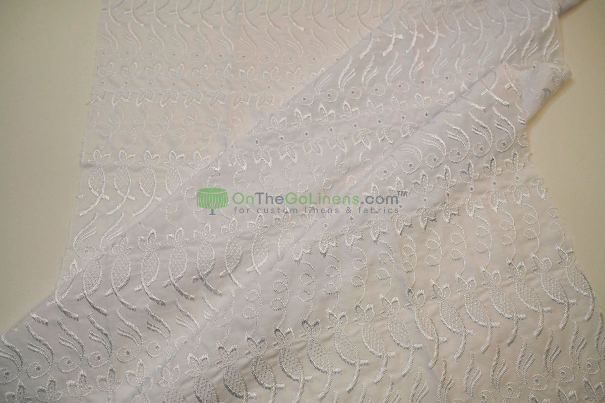 Cotton Eyelet Embroidery Design ONE | Double Scallop Finish | 80% Polyester 20% Cotton | 52” Wide