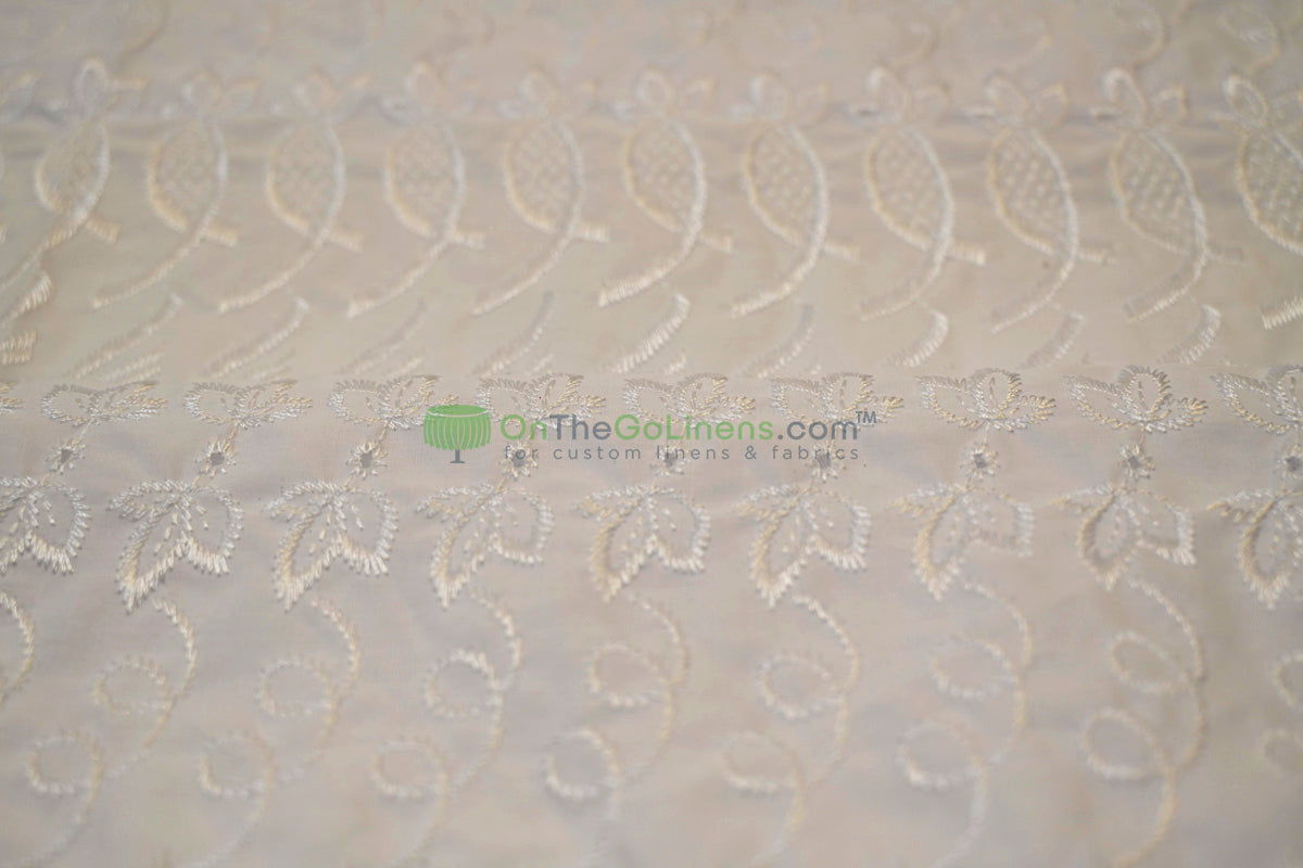 Cotton Eyelet Embroidery Design ONE | Double Scallop Finish | 80% Polyester 20% Cotton | 52” Wide