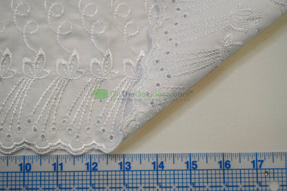 Cotton Eyelet Embroidery Design ONE | Double Scallop Finish | 80% Polyester 20% Cotton | 52” Wide