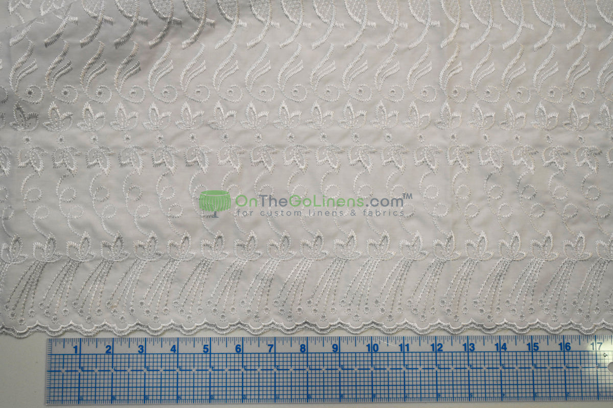 Cotton Eyelet Embroidery Design ONE | Double Scallop Finish | 80% Polyester 20% Cotton | 52” Wide