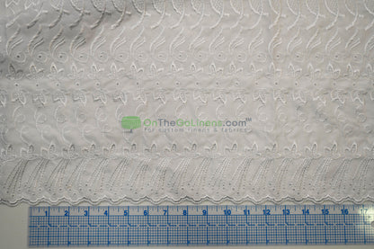 Cotton Eyelet Embroidery Design ONE | Double Scallop Finish | 80% Polyester 20% Cotton | 52” Wide