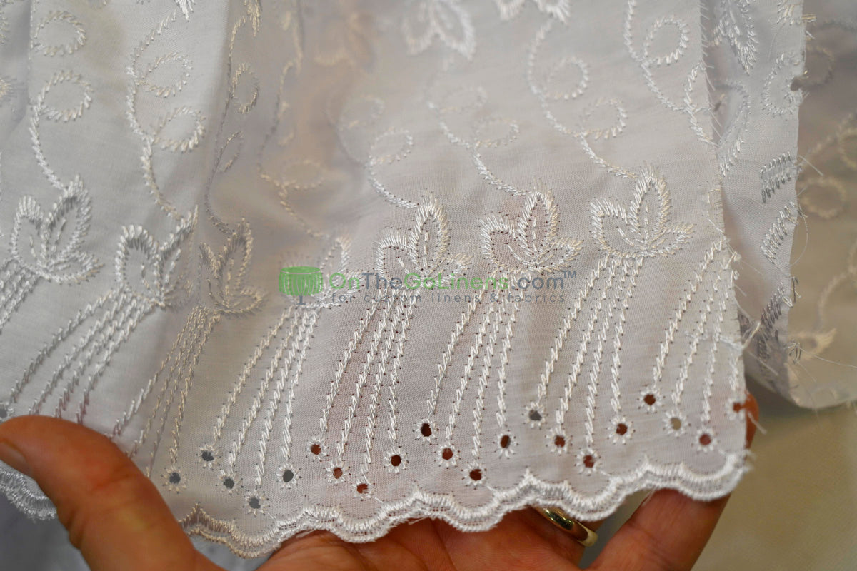 Cotton Eyelet Embroidery Design ONE | Double Scallop Finish | 80% Polyester 20% Cotton | 52” Wide