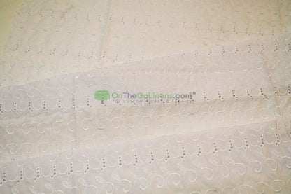 Cotton Eyelet Embroidery Design SIX | Double Scallop Finish | 80% Polyester 20% Cotton | 52” Wide