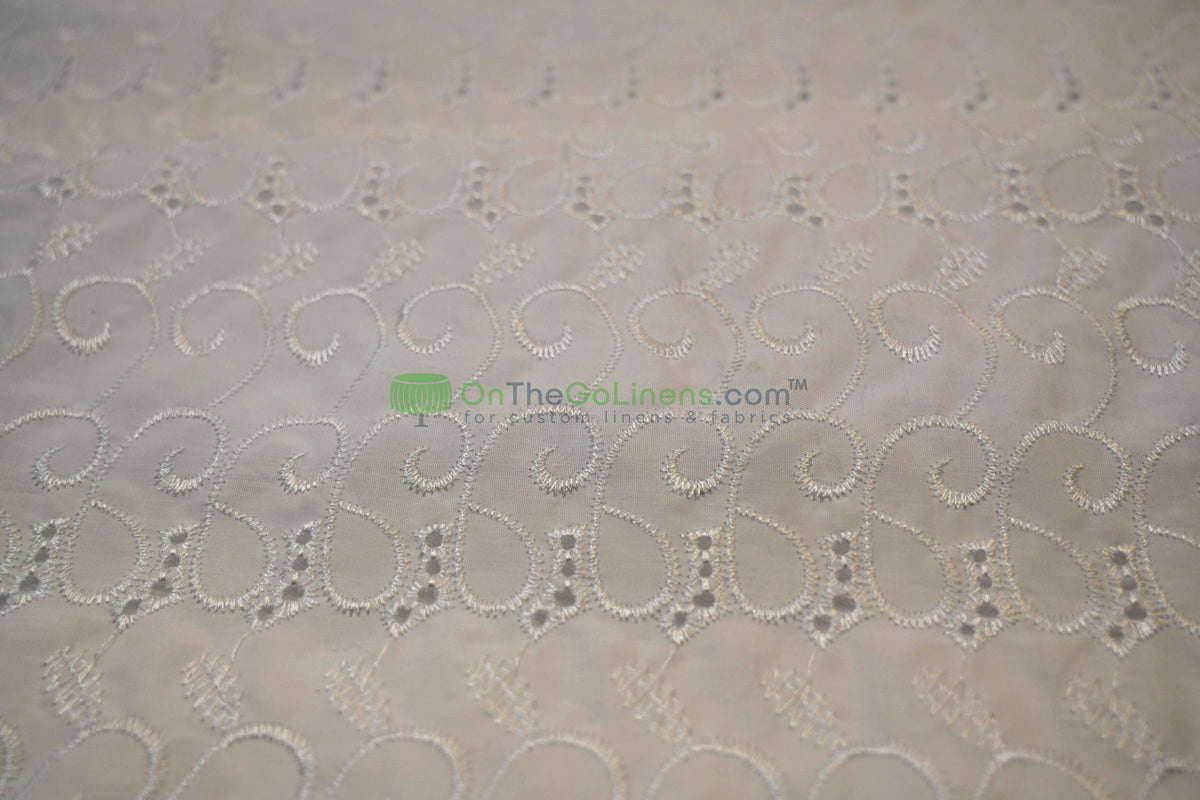 Cotton Eyelet Embroidery Design SIX | Double Scallop Finish | 80% Polyester 20% Cotton | 52” Wide