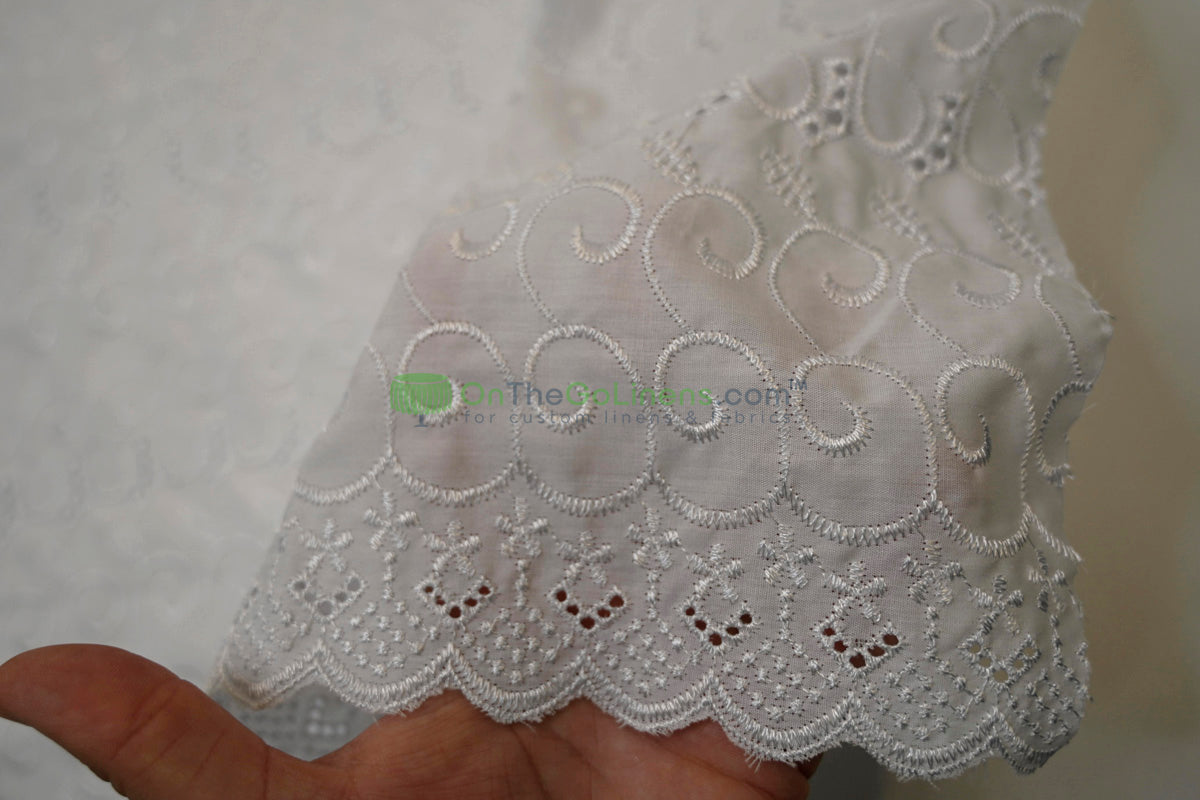 Cotton Eyelet Embroidery Design SIX | Double Scallop Finish | 80% Polyester 20% Cotton | 52” Wide