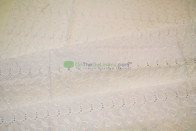 Cotton Eyelet Embroidery Design SIX | Double Scallop Finish | 80% Polyester 20% Cotton | 52” Wide