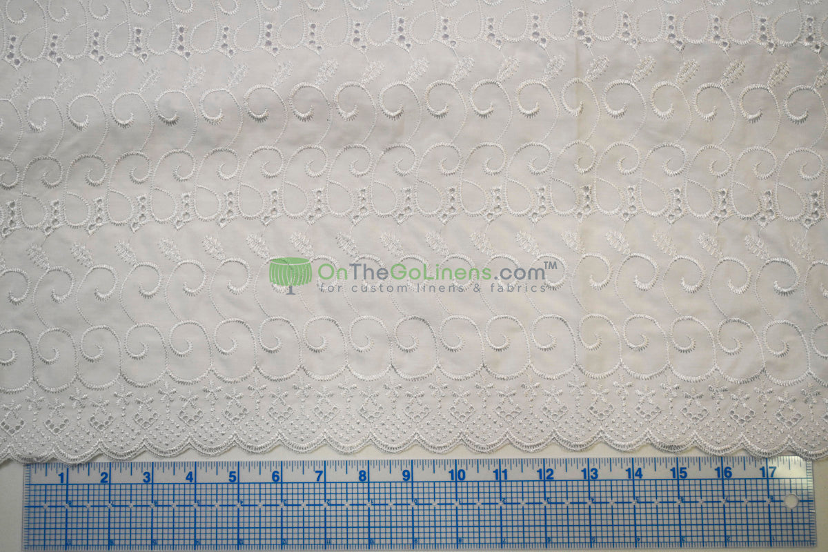 Cotton Eyelet Embroidery Design SIX | Double Scallop Finish | 80% Polyester 20% Cotton | 52” Wide