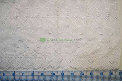 Cotton Eyelet Embroidery Design SIX | Double Scallop Finish | 80% Polyester 20% Cotton | 52” Wide