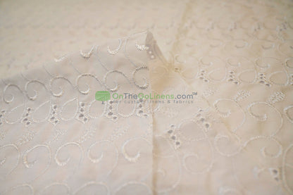 Cotton Eyelet Embroidery Design SIX | Double Scallop Finish | 80% Polyester 20% Cotton | 52” Wide