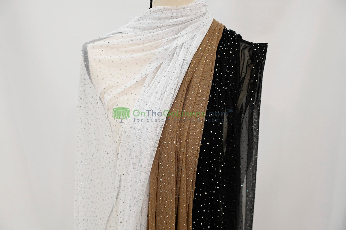 Rhinestone Stretch Power Mesh Fabric