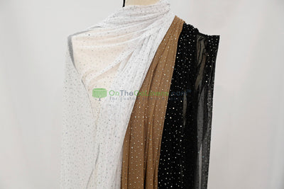 Rhinestone Stretch Power Mesh Fabric