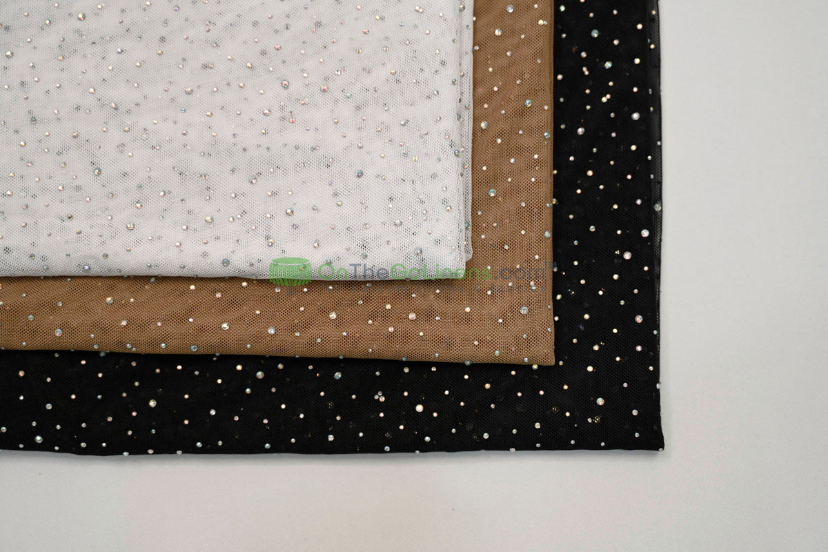 Rhinestone Stretch Power Mesh Fabric