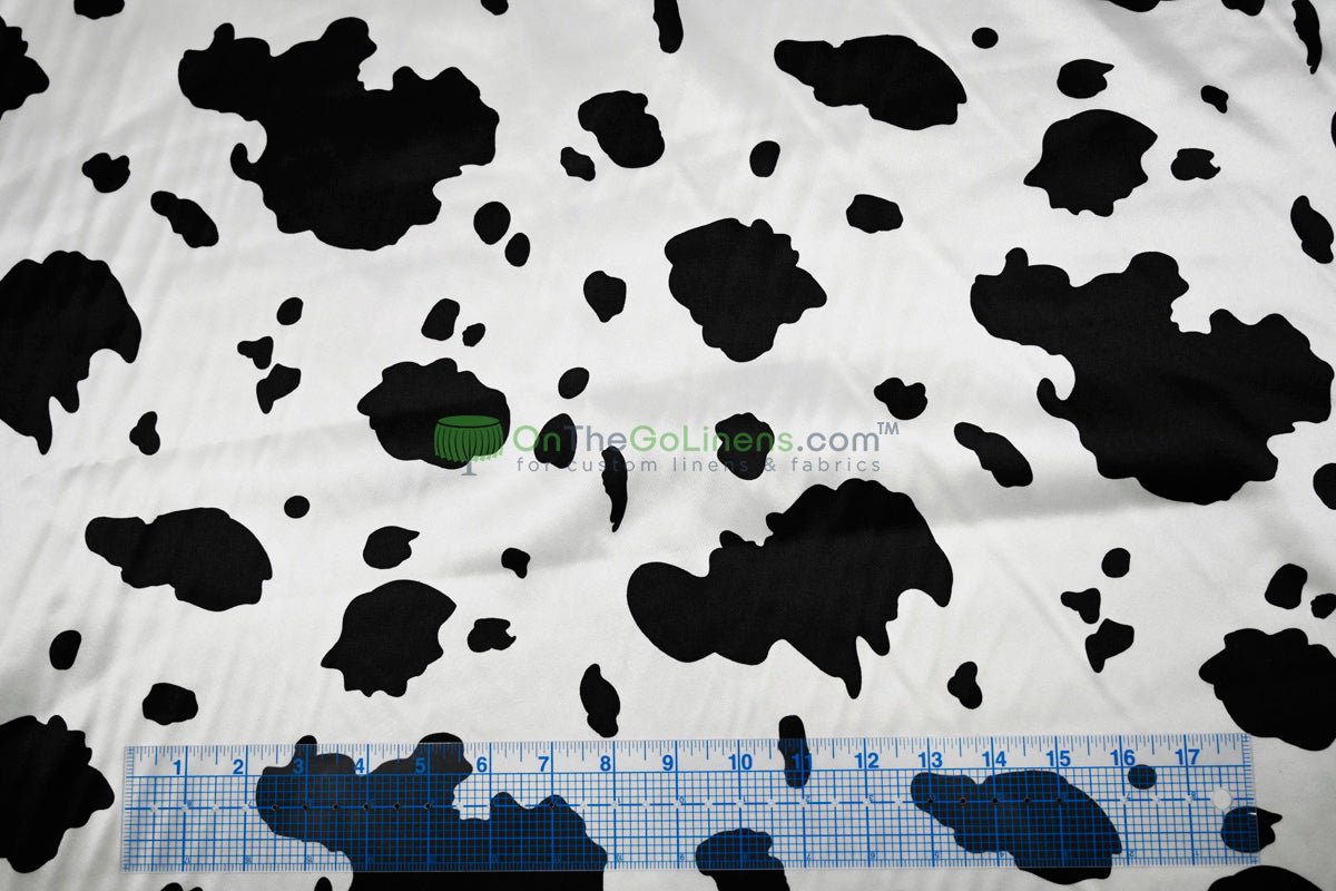 Silky Soft Charmeuse Cow Table Runners | White Black Satin Cow Table Runners |
