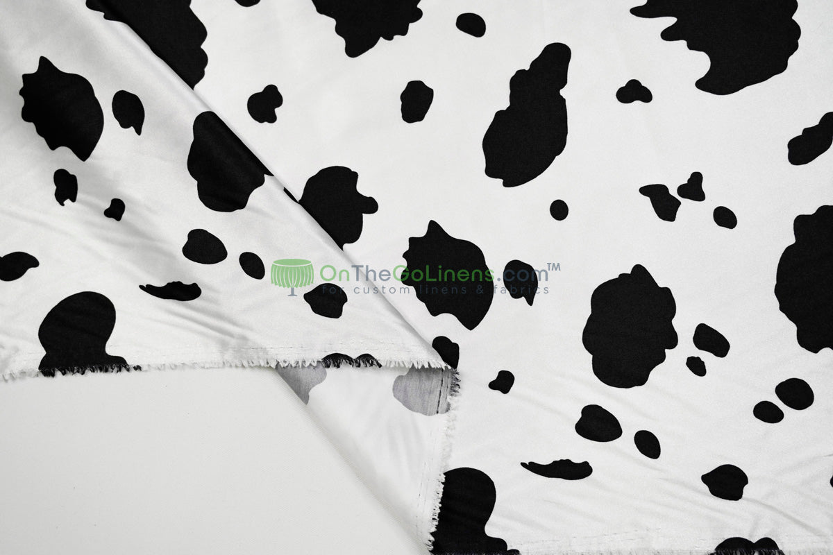 Silky Soft Charmeuse Cow Tablecloths, Table Overlays, Table Drapes & Banquets |