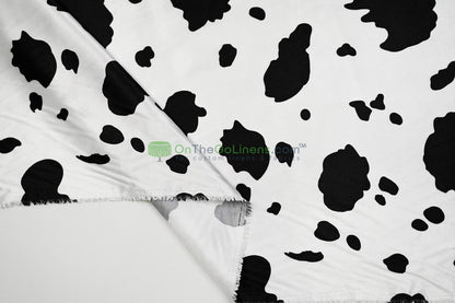 Silky Soft Charmeuse Cow Table Runners | White Black Satin Cow Table Runners |