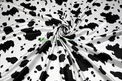 Silky Soft Charmeuse Cow Table Runners | White Black Satin Cow Table Runners |