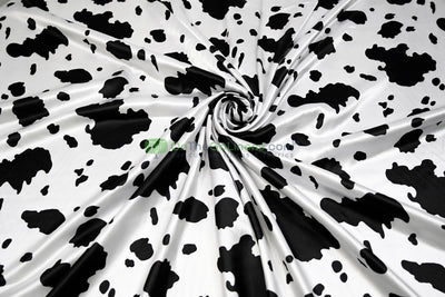 Silky Soft Charmeuse Cow Print Fabric sold by the Yard | 60" Wide |