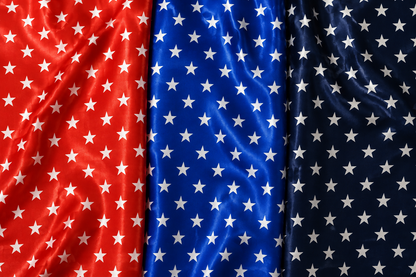 3 colors of the American Star Flag in Red, Royal and Navy Fabrics